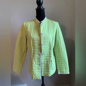 Sigrid Olsen chartreuse green quilted jacket